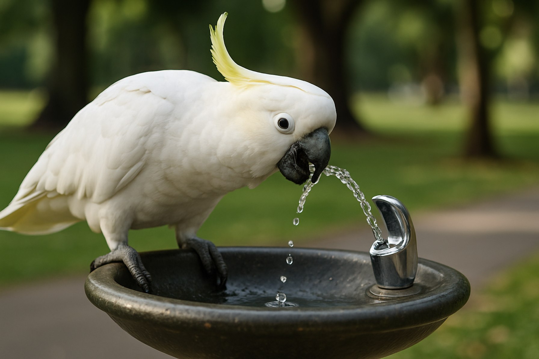 Sydney’s Genius Cockatoos Stun Scientists by Mastering Public Drinking Fountains